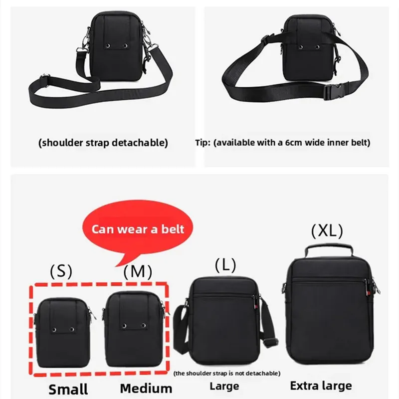 Jangear homens bolsa de ombro ocasional mensageiro sacos à prova dwaterproof água homem bolsa zíper crossbody pode usar um cinto multi-purpose mini cinto saco