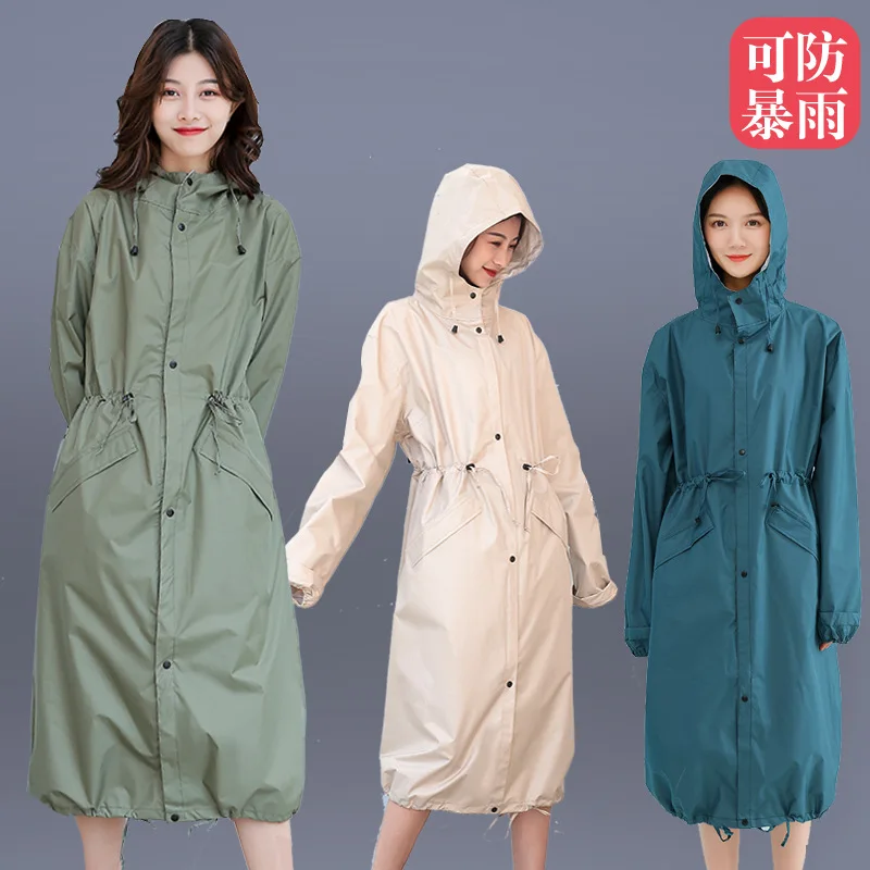 Fashion Rain Coat Jacket Men Women Waterproof Active Outdoor Trench Raincoat with Hood Lightweight Windbreaker Long Rain Poncho