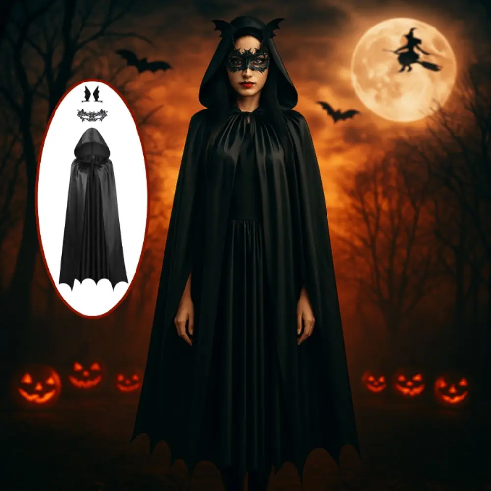 

Щит для лица, женский плащ-призрак, свободная заколка для волос, костюм для косплея на Хэллоуин, реквизит для выступления на сцене, плащ на Хэллоуин со шляпой