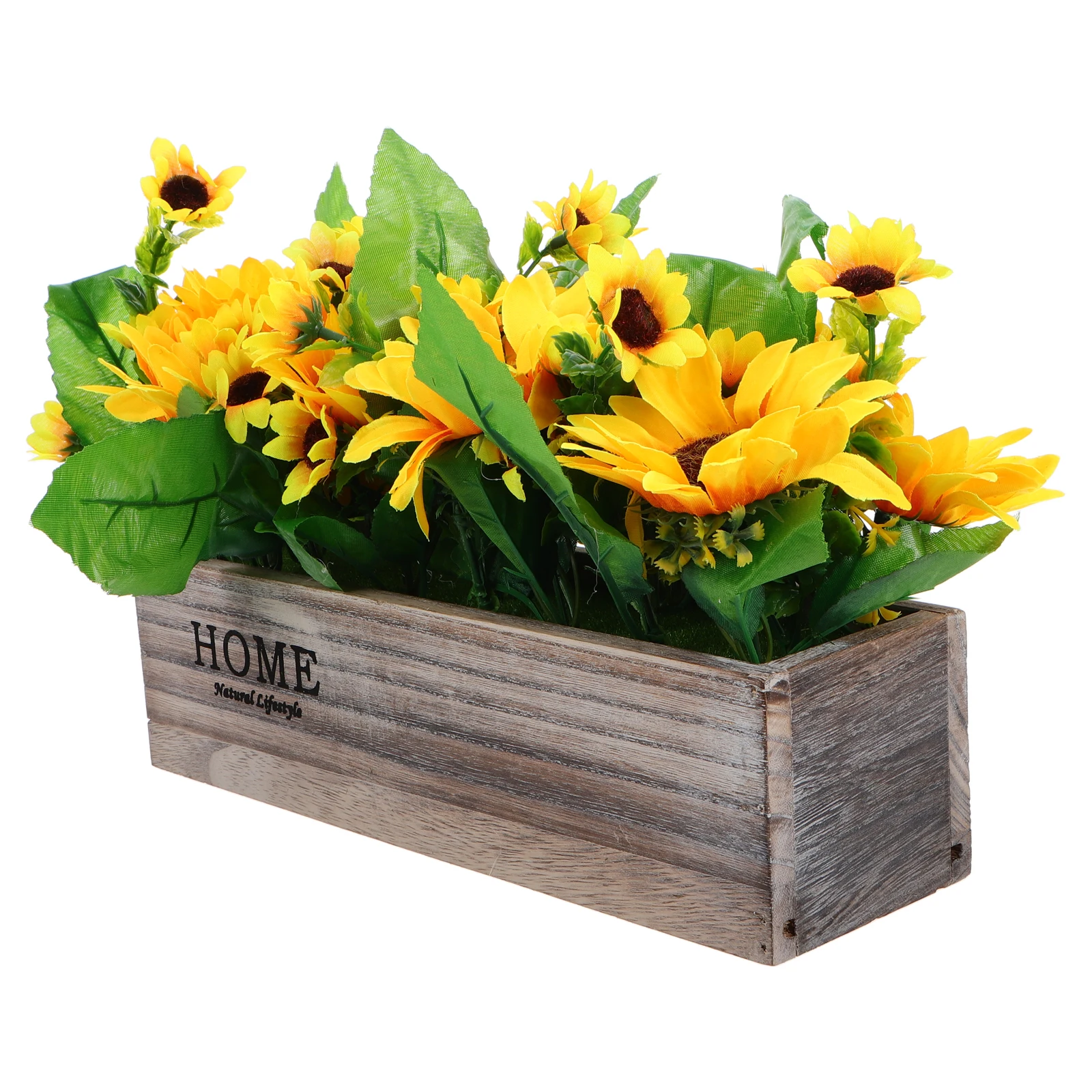 

Lifelike Artificial Sunflowers in Rustic Wooden Pot Longlasting Home Decor for Living Room Kitchen Desk Table Centerpiece