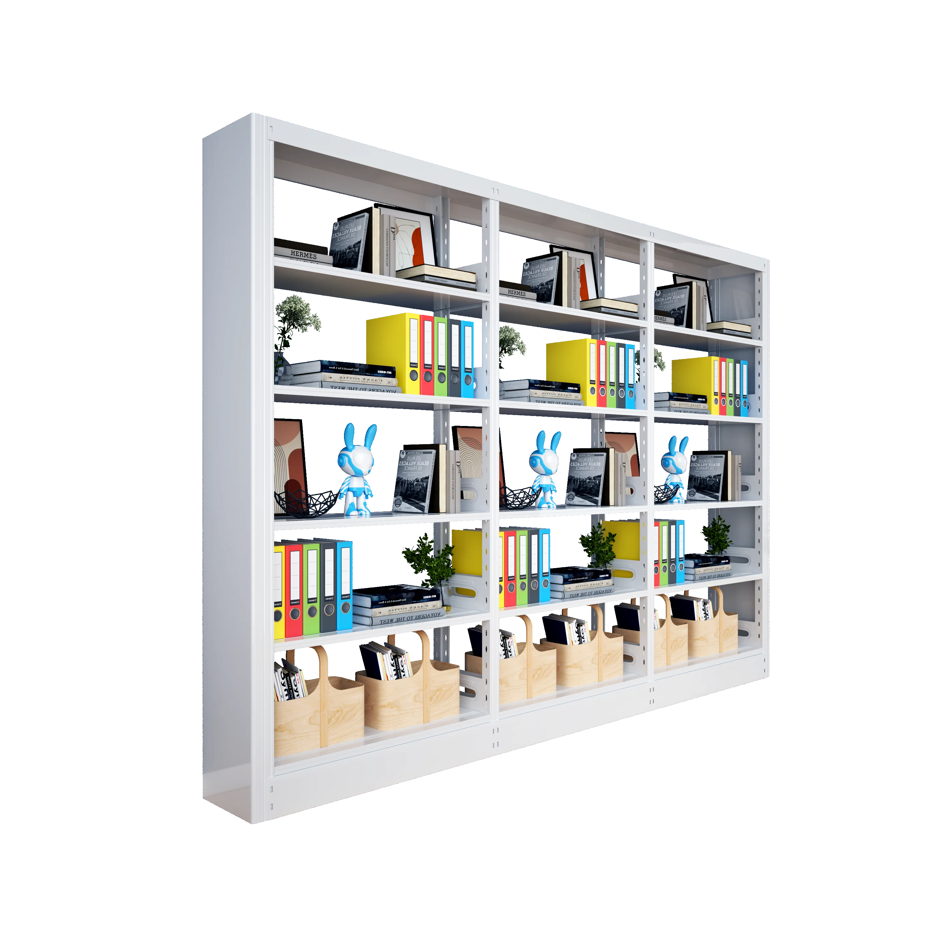 Modern steel bookcase with adjustable shelf space efficient metal bookcase for home office cleaning powder coated finish