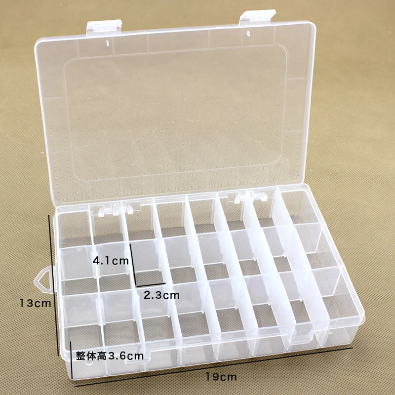 Caja de plástico vacía Separable, contenedor portátil de almacenamiento de herramientas de joyería, gemas, organizador de puntas falsas, 1 caja, 24 ranuras