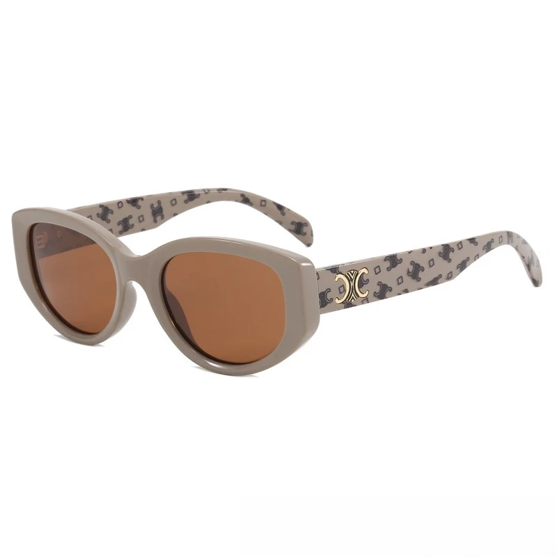 

Designer Cat Eye Sunglasses Women - Vintage Oval Frame UV400 Shades for Round Face, Retro Chic Hollywood Style