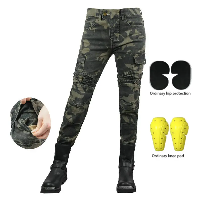 

Мотоциклетные защитные джинсы Volero с камуфляжным принтом, свободные прямые брюки для мотокросса, женские защитные повседневные штаны для мотоциклистов