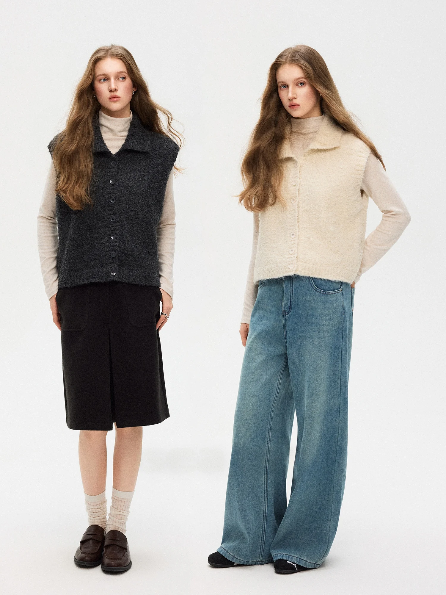 

Se Simple Sle Women's Knitted Sweater Vest Mixed Fiber Wool Yarn f Fog Series Warm Casual Fit for Daily Wear