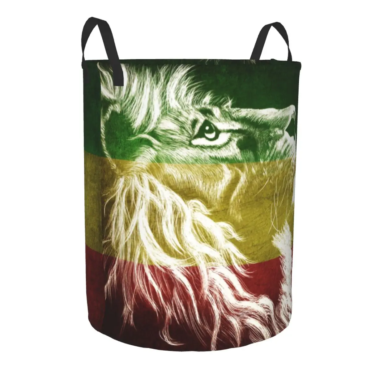 King Of Judah Rastafarian Rasta Lion Laundry Basket Jamaica Flag Jamaican Proud Clothes Toy Hamper Storage Bin for Kids Nursery