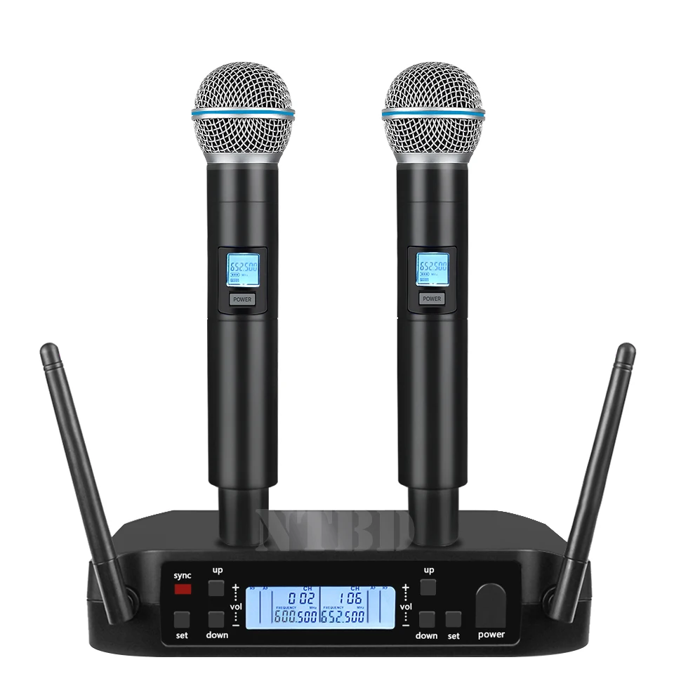 GLD4-Beta58A Handheld 600-699MHz UHF Profressional Wireless Microphone System Automatic Scan 2 Channels Stage Performance Karaok