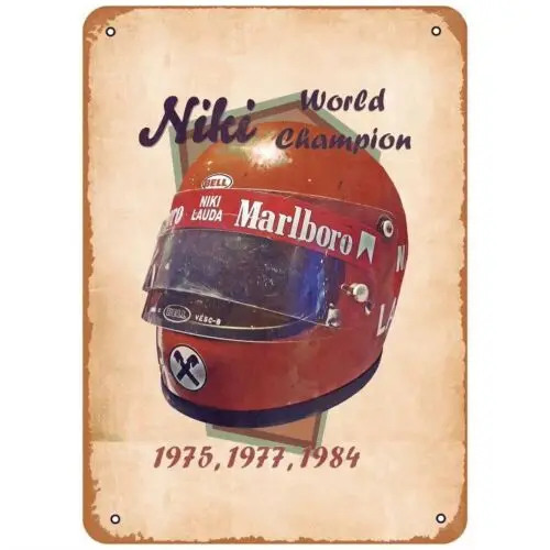 Niki Lauda Rennhelm Blechschild Motorsport Wandkunst Dekoration