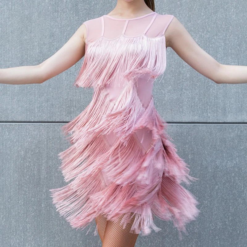 

Платье для латинских танцев, сексуальная полосатая бальная юбка для взрослых и женщин, праздничная юбка для профессиональных соревнований, танцевальная одежда для латинских выступлений, танцевальная одежда