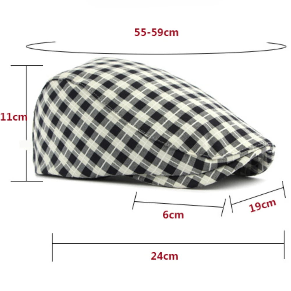 HT5076 Baskenmützen für Herren und Damen, Künstler- und Malermütze, Verstellbare Ivy-Flatcap, 2026 Neue Frühling-Sommer Karierte Baskenmütze – Detail 1