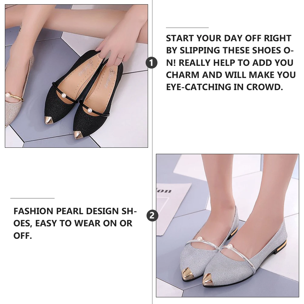 

1Pair Pearl Pointed Toe Pumps Slip-On Pointed Pointy Toe Single Comfortable Shoes For Women Party Wedding Shoes