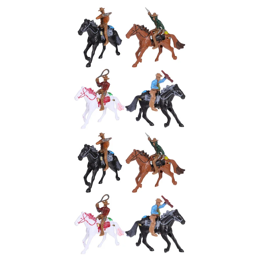 

8 PCS Number Cowboy Riding Model Child Usa Accessories Desktop Adornments Plastic Western Figure Adorns Home Decors