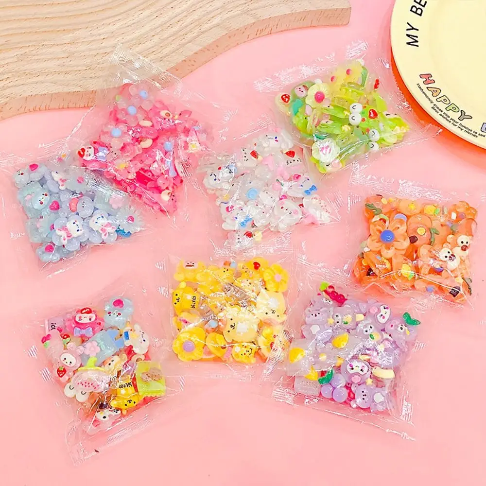 20 pezzi di accessori per ciondoli in resina trasparente fai da te Guka Cartoon Cream Glue Sealed Bag Patch accessori