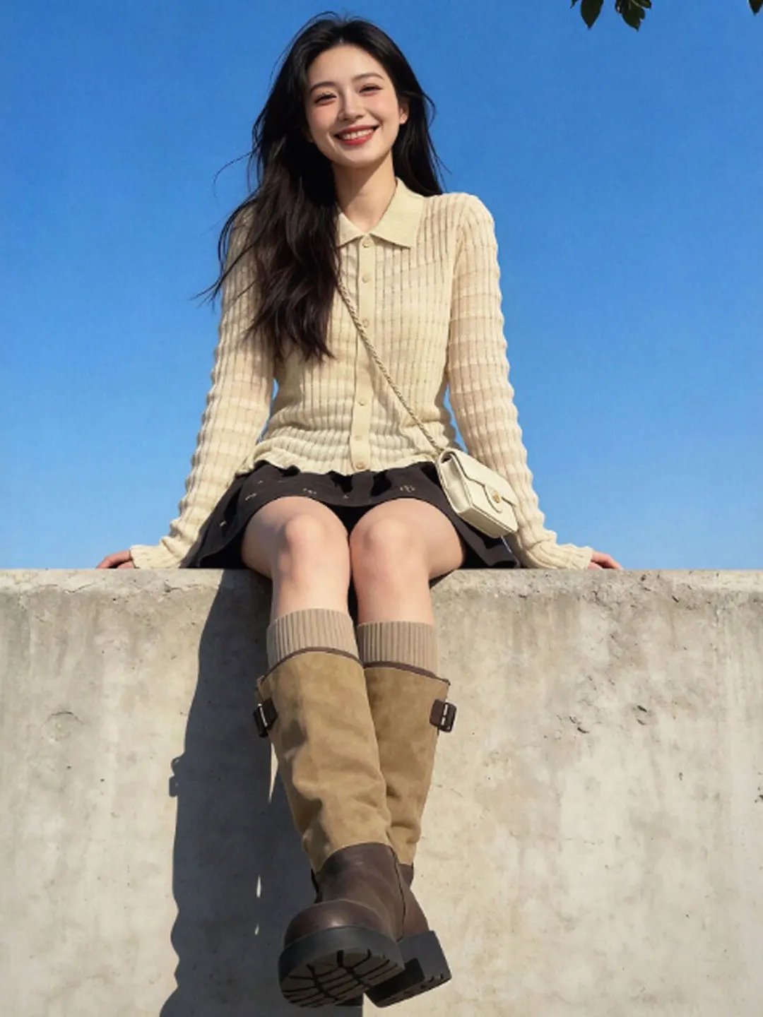 

Ретро-комплект: модный свитер и юбка для женщин на середину зимы, удобный вязаный топ и юбка с высокой талией