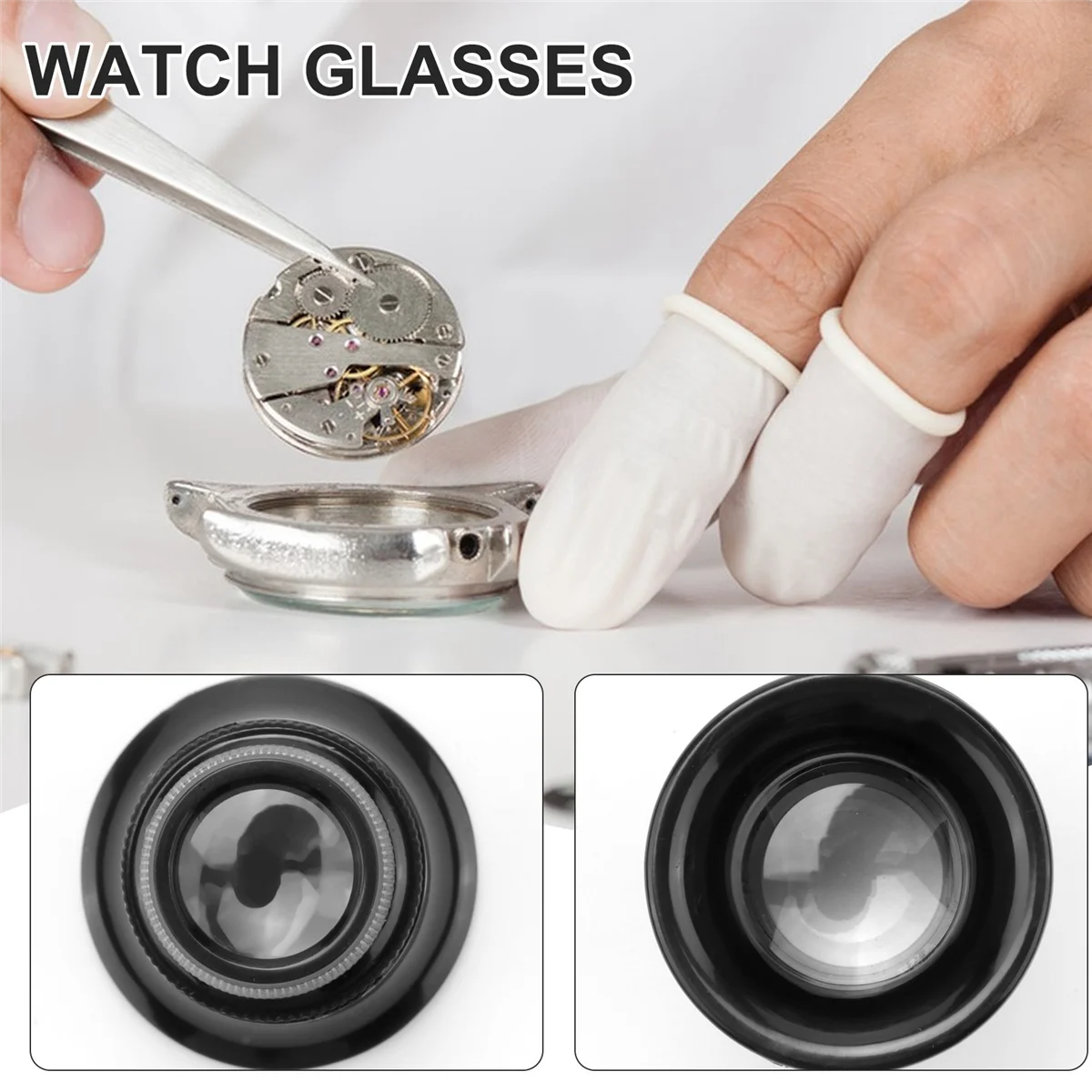 Assista Repair Magnifier Set, Lupa Eyeglass Magnifiers, Assista Jóias, 5X, 10X, 15X, 20X, 4Pcs