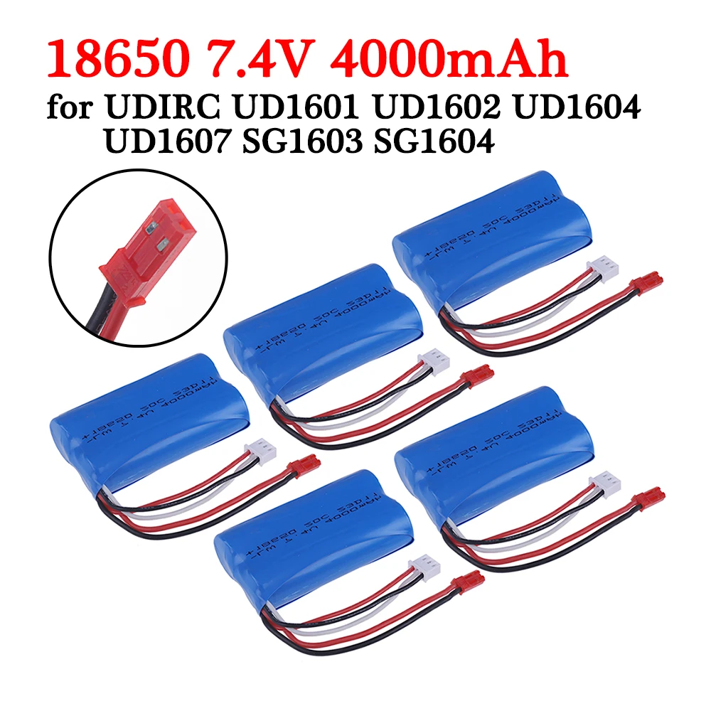 (JST Plug) 7.4V 4000mAh 18650 Li-ion Battery For Remote Control Helicopter Off-road Racing Car Boat Electric Toys Backup Battery