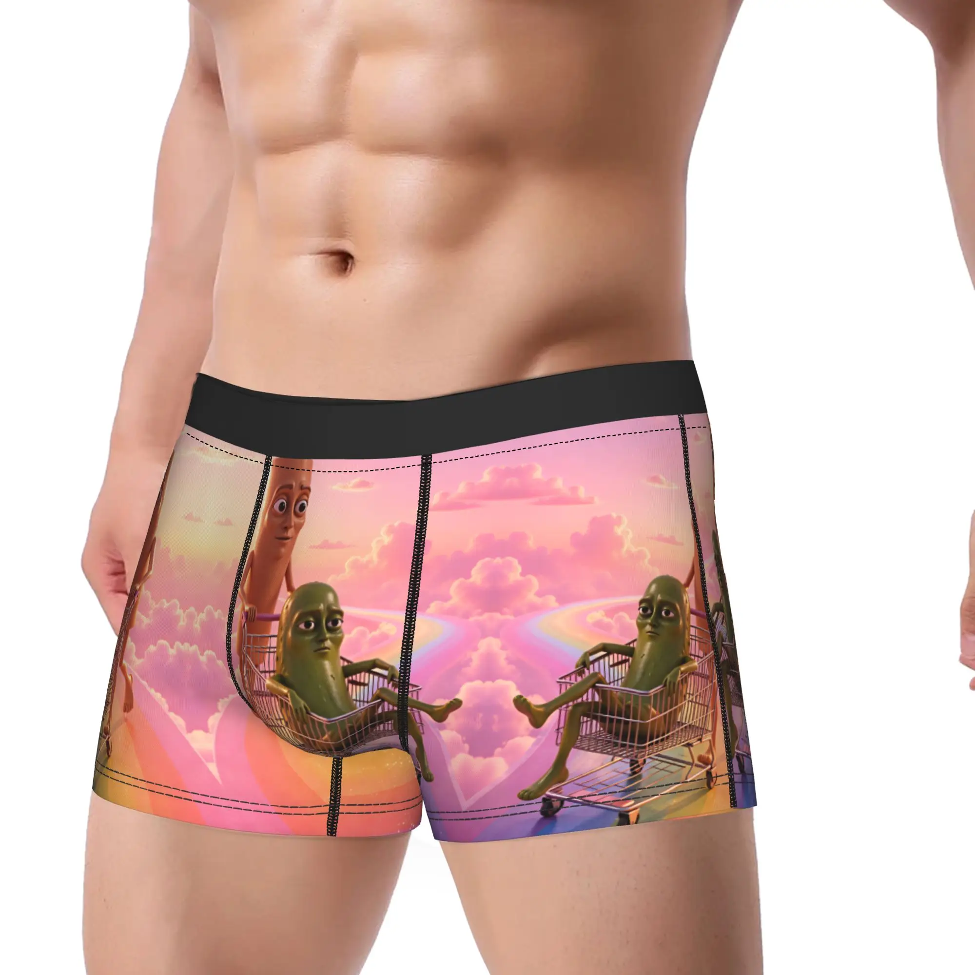 Tung Tung Sahur Pickle Shopping Cart Rainbow Meme Shorts Briefs  Underwear Hot Sale Man Comfortable Boxer Shorts Underpants