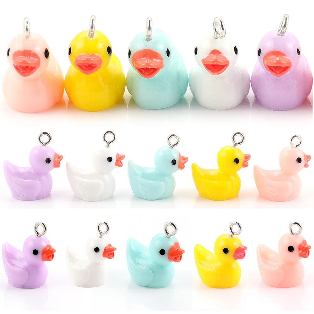 10pcs Cute Duck Resin Charms Earring Pendants For DIY Findings Necklace Phone Keychain Bracelets Jewelry Making Accessories