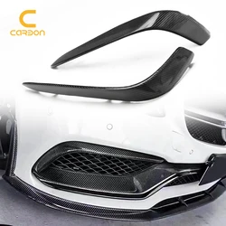 For Mercedes-Benz C Class C63 W205 Real Carbon Fiber Front Bumper Aero Lip Kit Front Bumper Air Knife Kit Replacement Accessorie