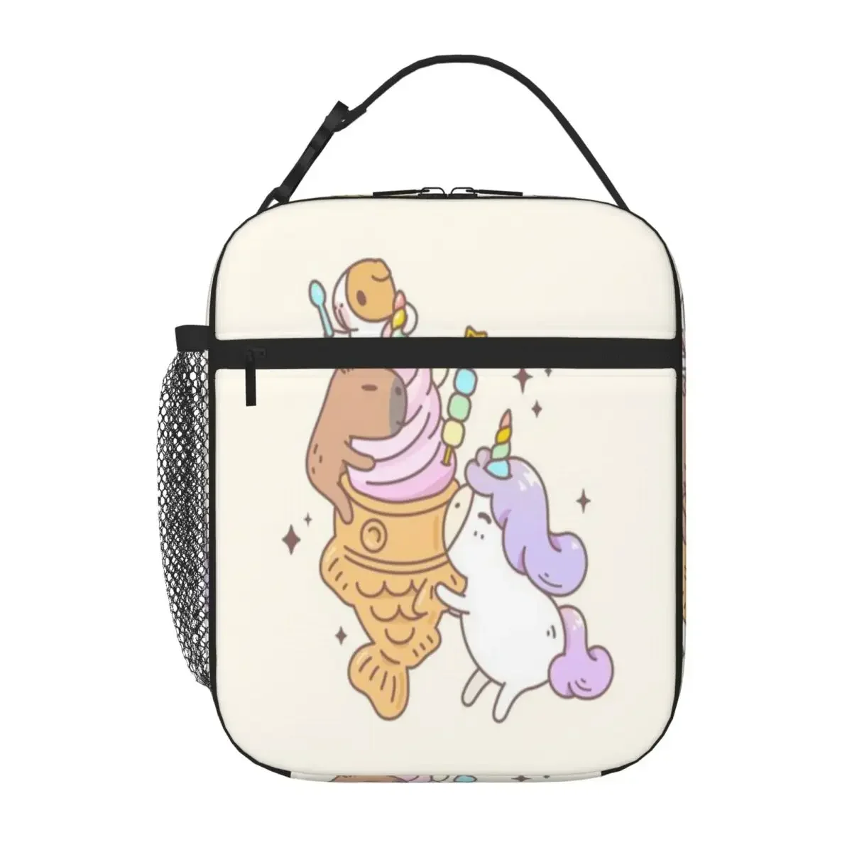 Bestselling Bubu The Guinea Pig Unicorn Taiyaki Ice-cream Denim Style Portable Lunch Bag Business Commute Nylon Lunch Bag