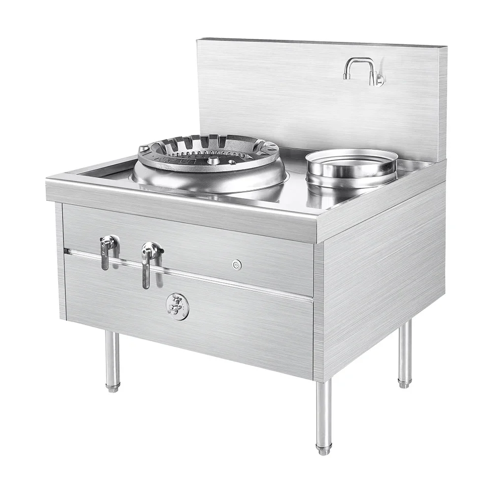 

stainless steel Kitchen Equipment 2 Burner Gas Wok Range standing big gas sotve cooker For Cooking 1.5meter