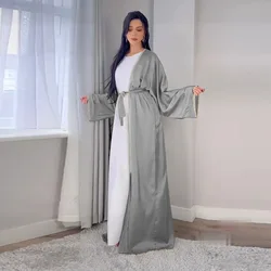 Hot Diamond Long Dress Satin Surface Soft and Beautiful Outer Drape Waist Cinching Robe White Lining Need To Buy Separately