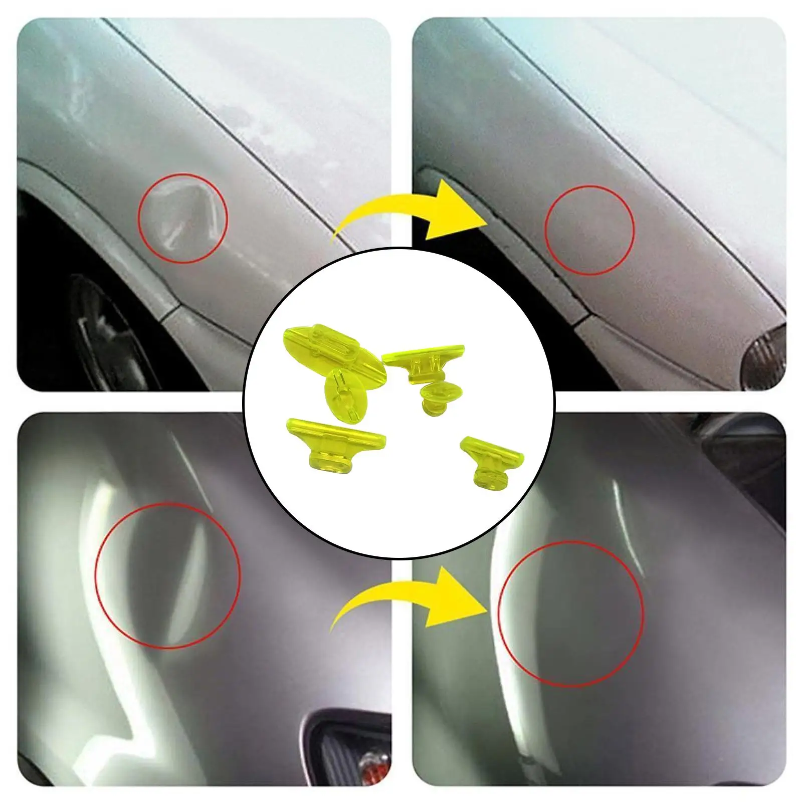 

6-компонентный инструмент для удаления вмятин на кузове, вытягивающие вкладки, прочный инструмент для удаления вмятин, многофункциональный, простой в использовании аксессуар, инструменты для ремонта вмятин