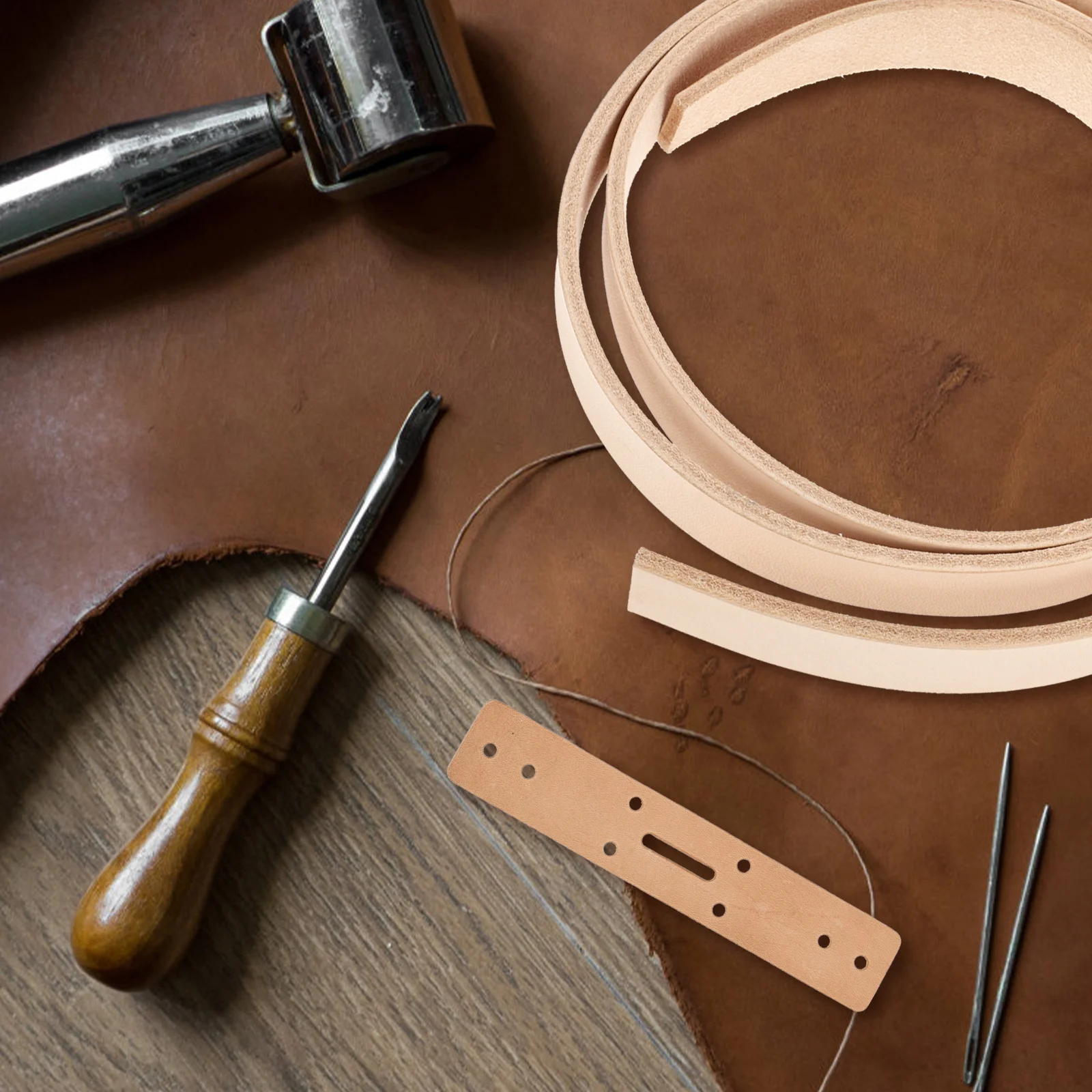 

Wide DIY Art Strip for Crafting Belts Collars Slings Semi-Finished Cattlehide Material for Leathercraft Projects and