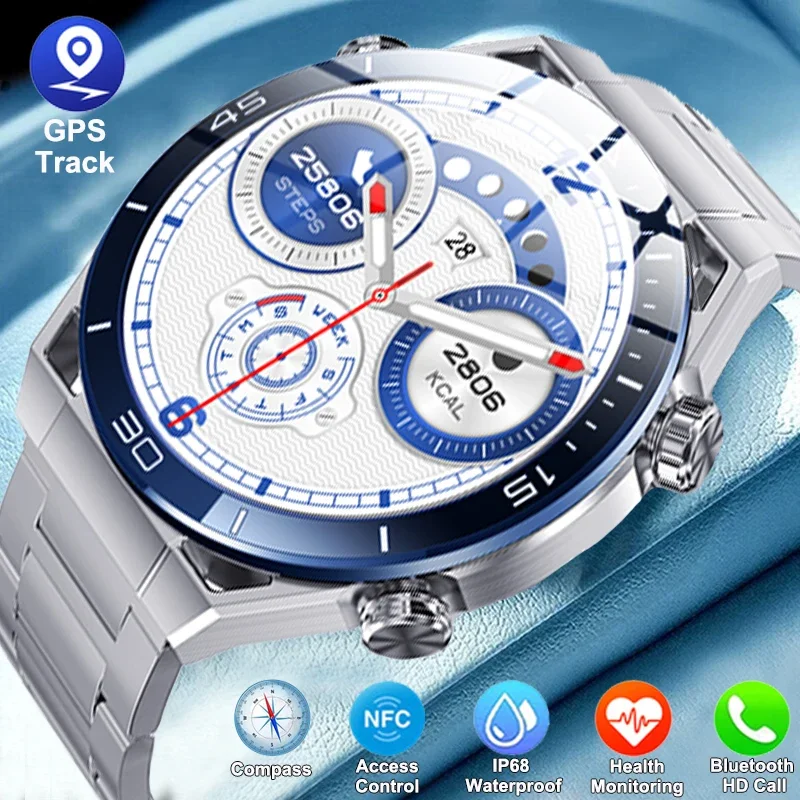 

2024 New NFC Smart Watch Men GPS Tracker AMOLED 454*454 HD Screen Heart Rate ECG+PPG Bluetooth Call Smartwatch For Men Compass