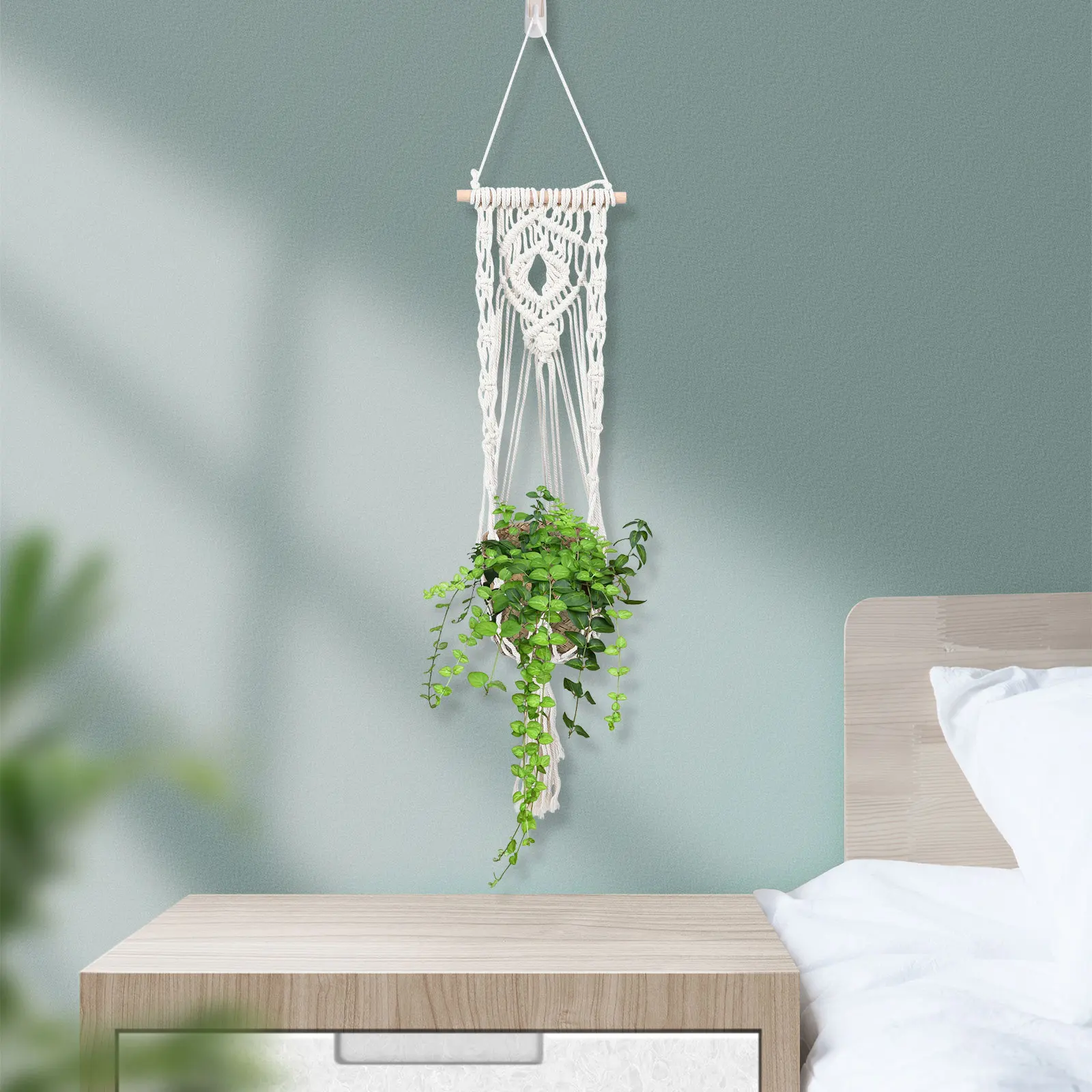 

1Pcs Durable Cotton Rope Plant Hanger Flowerpot Net Bag Green Hanging Basket Holder Home Decoration