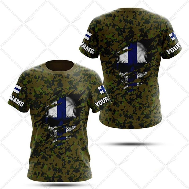 Custom Name Summer Casual Finland Flag Graphic T-shirts Cool Men's Fashion Jersey Soft Short Sleeve Tops Non Fading Streetwear