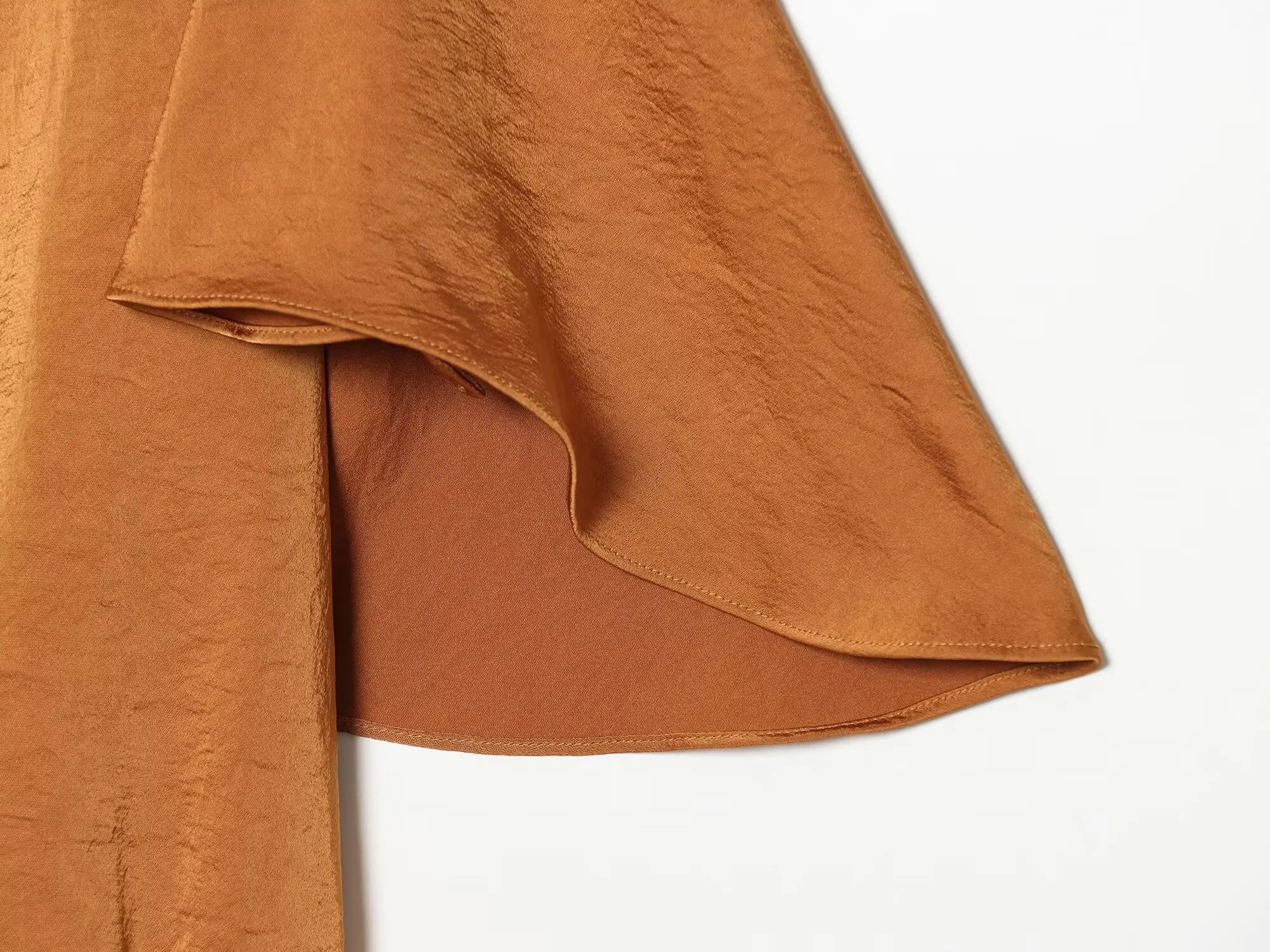 Damenmode Einfarbige Sets Freizeit Kurzarm O-Ausschnitt Top + Asymmetrische Faltenhose Sommer Herbst Urlaub 2-teilig – Detail 10