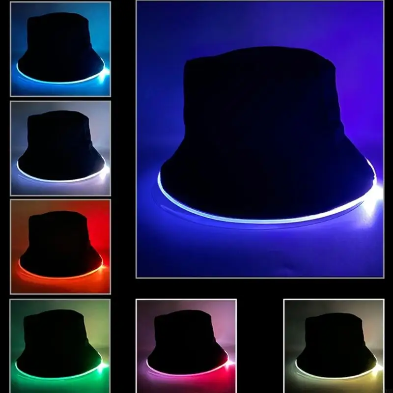 قبعة صياد مضيئة بإضاءة LED للحماية من الشمس خفيفة الوزن وقابلة للتعديل لحفلات الهالوين والأنشطة الخارجية Y08E #1