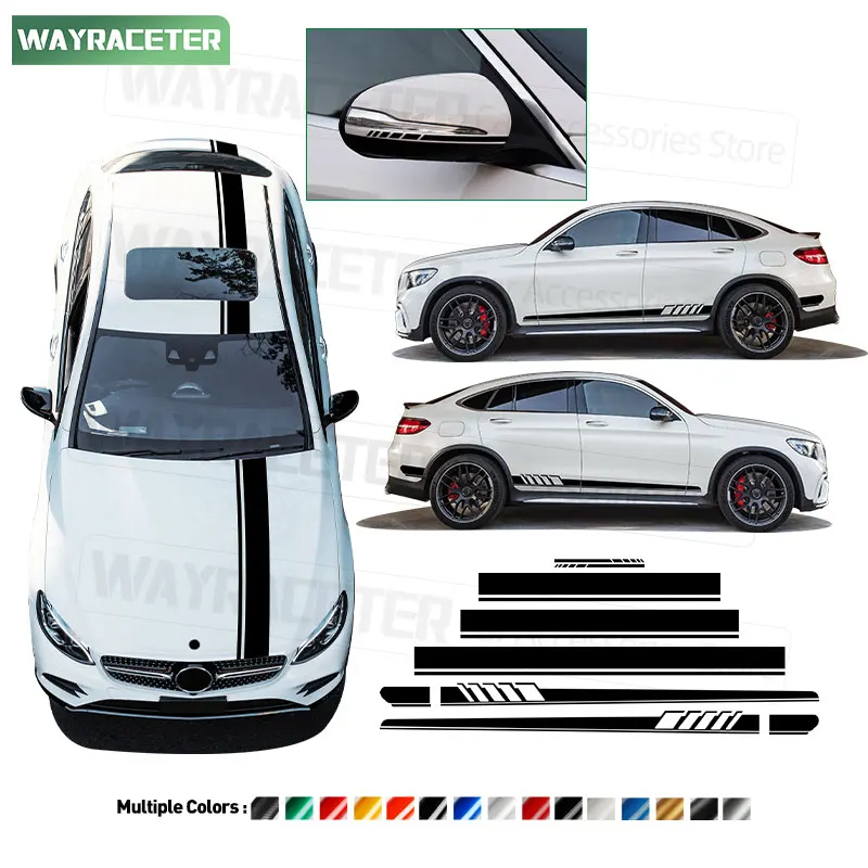 9 Pcs/Set Edition 1 Stripes Carbon Fiber Vinyl Decal For Mercedes Benz C257 W213 E63 AMG W205 C63 C118 W206 X253 W214 W166 C236