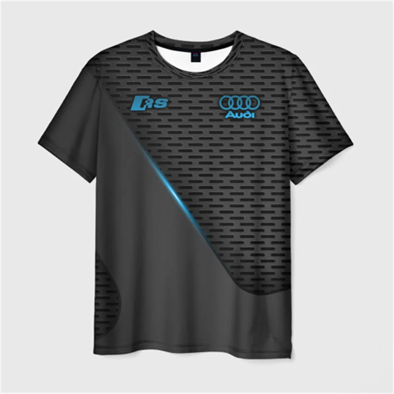 New Audi Racing T-shirt Audi RS Logo 3D Printed Men's T-shirt Oversized Fashion Short Sleeve Outdoor Sports Quick-drying T-shirt image 2