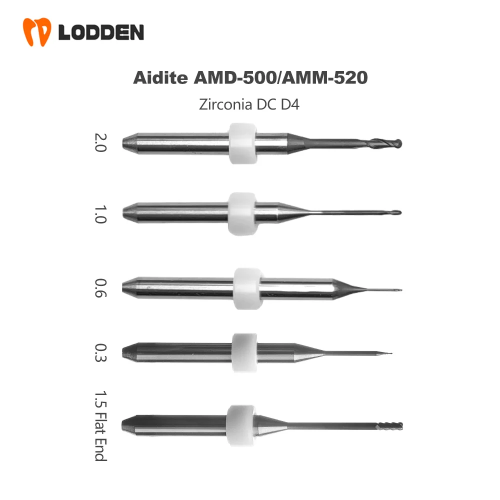 

Aidite AMD-500/AMM-520 Стоматологическая лаборатория Цирконий DC D4 Фрезерный 0,3/0,6/1,0/1,5 Плоский/2,0 Боровой износостойкий фрезерный инструмент