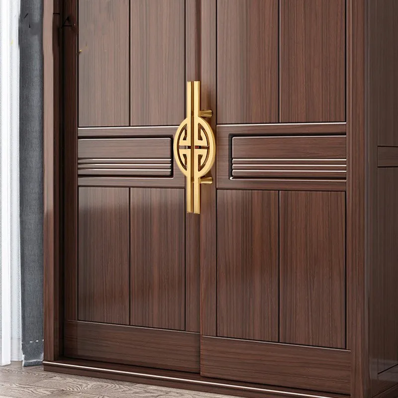 New Chinese Vintage Cabinet Handle Wardrobe Door Handle Half Round Paired Brass Cabinet Drawer Bedside Cabinet Handle hardware
