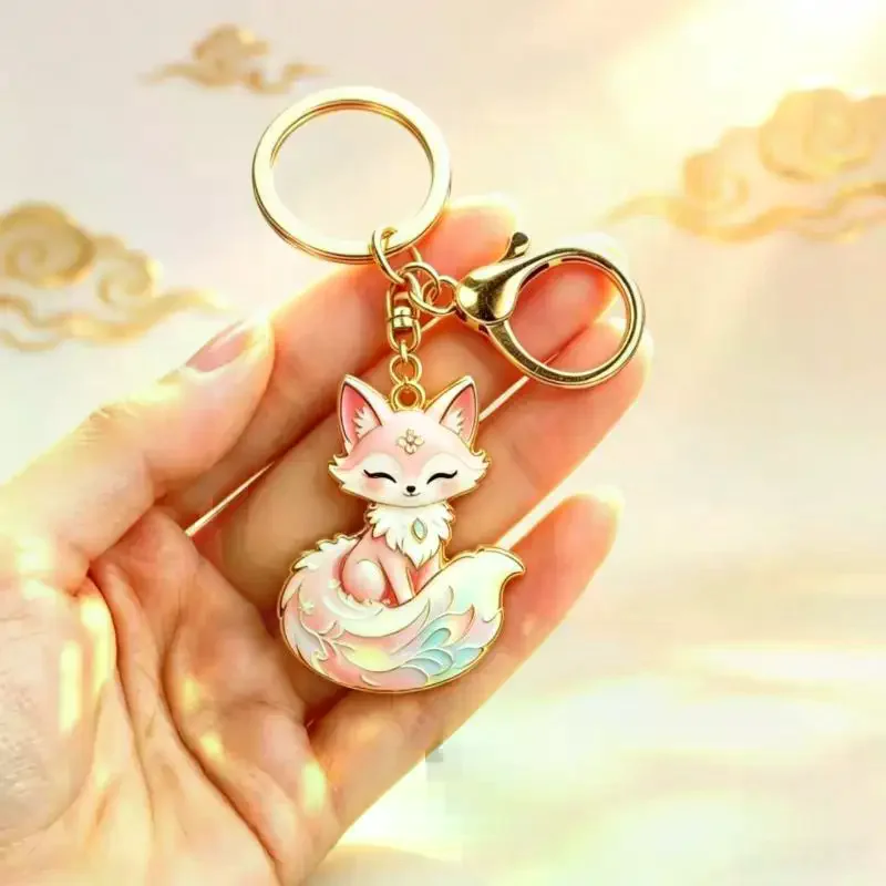 Enamel Luxury Blessing Keychain High-End Shiny Metal Pendant Scratch Resistant Bag Charm for Luggage Travel Accessory
