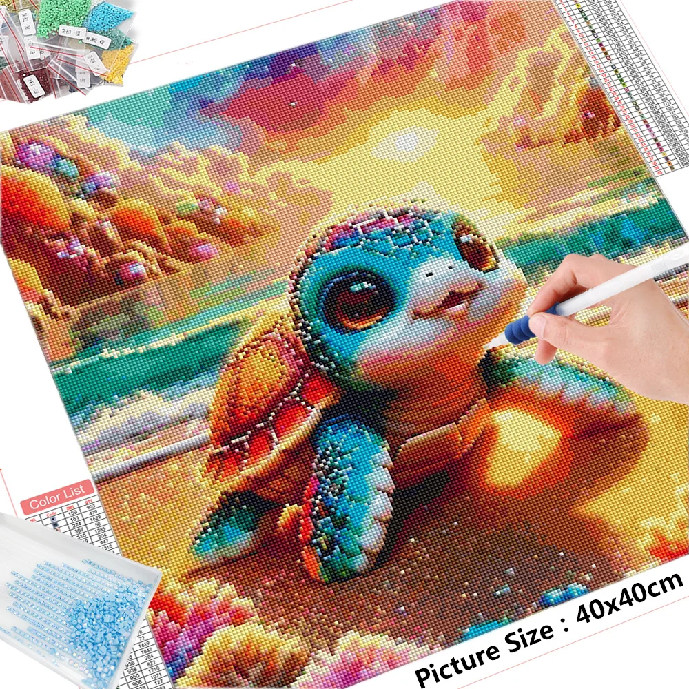 HUACAN Diamond Embroidery Turtle Picture Rhinestones Animal Mosaic New Arrival Painting Cross Stitch 5D DIY Wall Decor