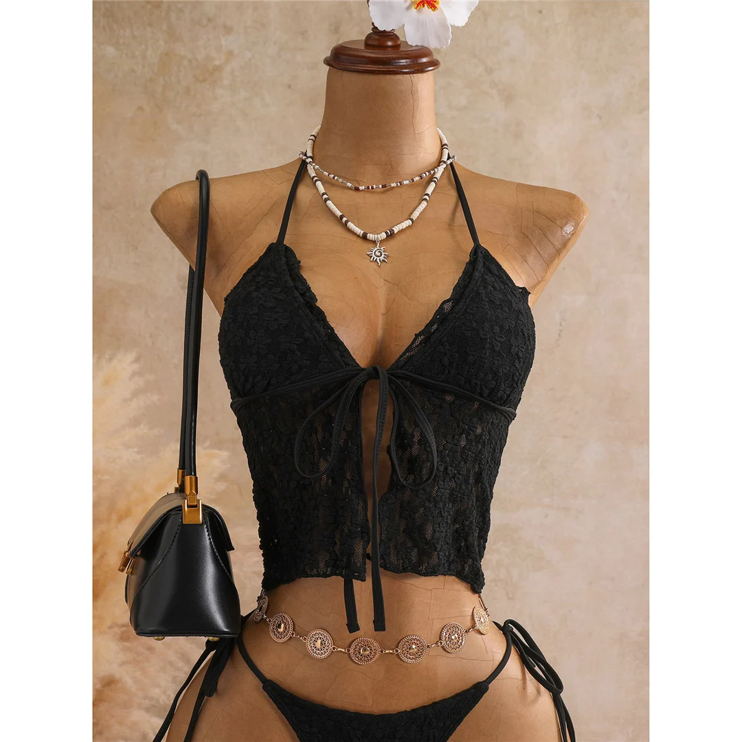 Tankini mit Blumenmuster, Neckholder-Bikini, Damen-Badebekleidung, zweiteiliger Bikini-Set, gepolsterter Badeanzug, Badeanzug, Schwimmbekleidung V8399 – Detail 13