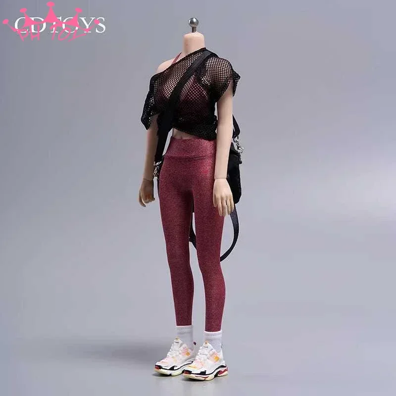 1/6 Female Soldier Elastic Yoga Sportswear Suit Mesh TShirt Shoes Bag Clothes Outfit for 12