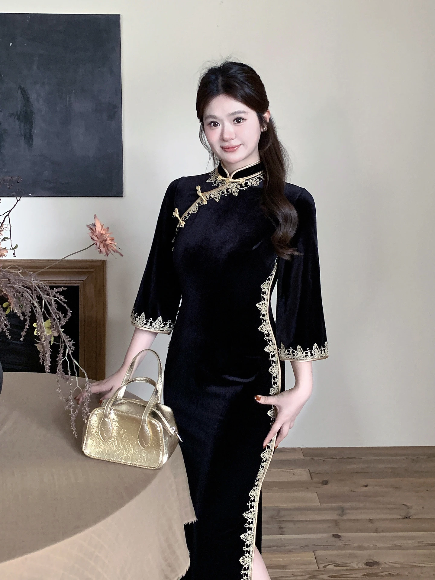 

Новый китайский национальный тренд, улучшенный большие размеры, ретро, высокое качество, золотой бархат, Dr Meeting Home