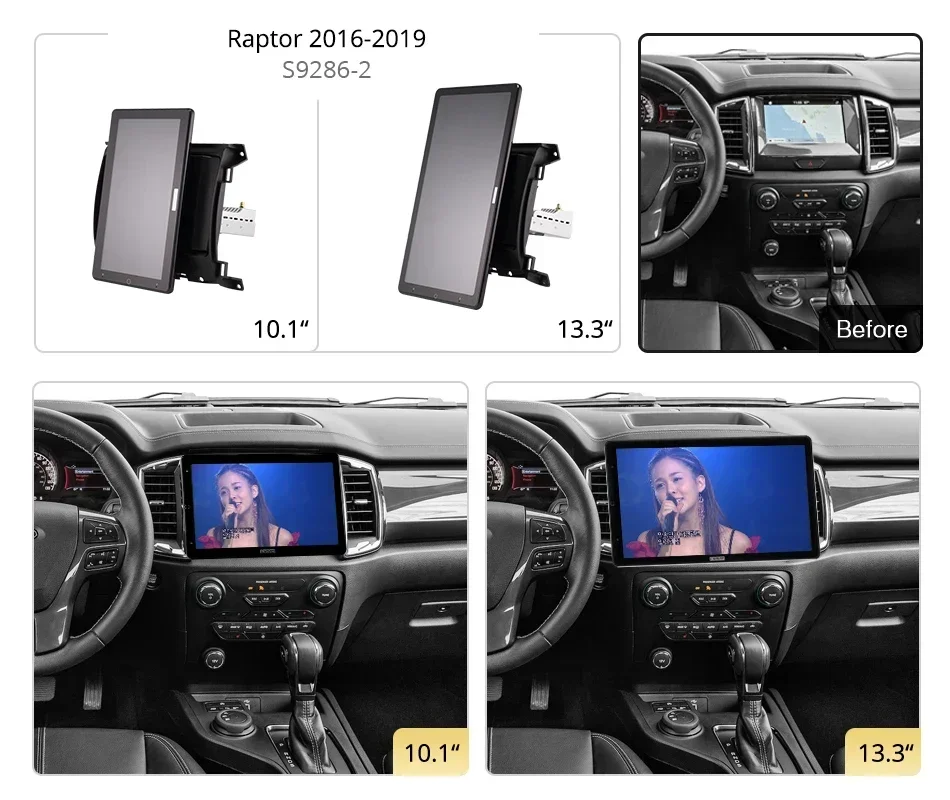 1920*1080 Ownice Android10.0 for Ford Ranger Raptor 2016-2019 Car Radio Video Audio 13.3'' IPS Rotatable 360 6G 128G Tesla Style