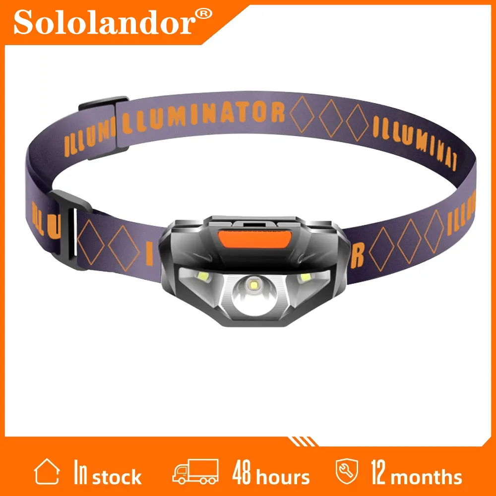 SOLOLANDOR Mini Head Lamp 3 Modes Waterproof COB LED Flashlight Headlight Headlamp Torch Lanterna with Headband Use AA Battery