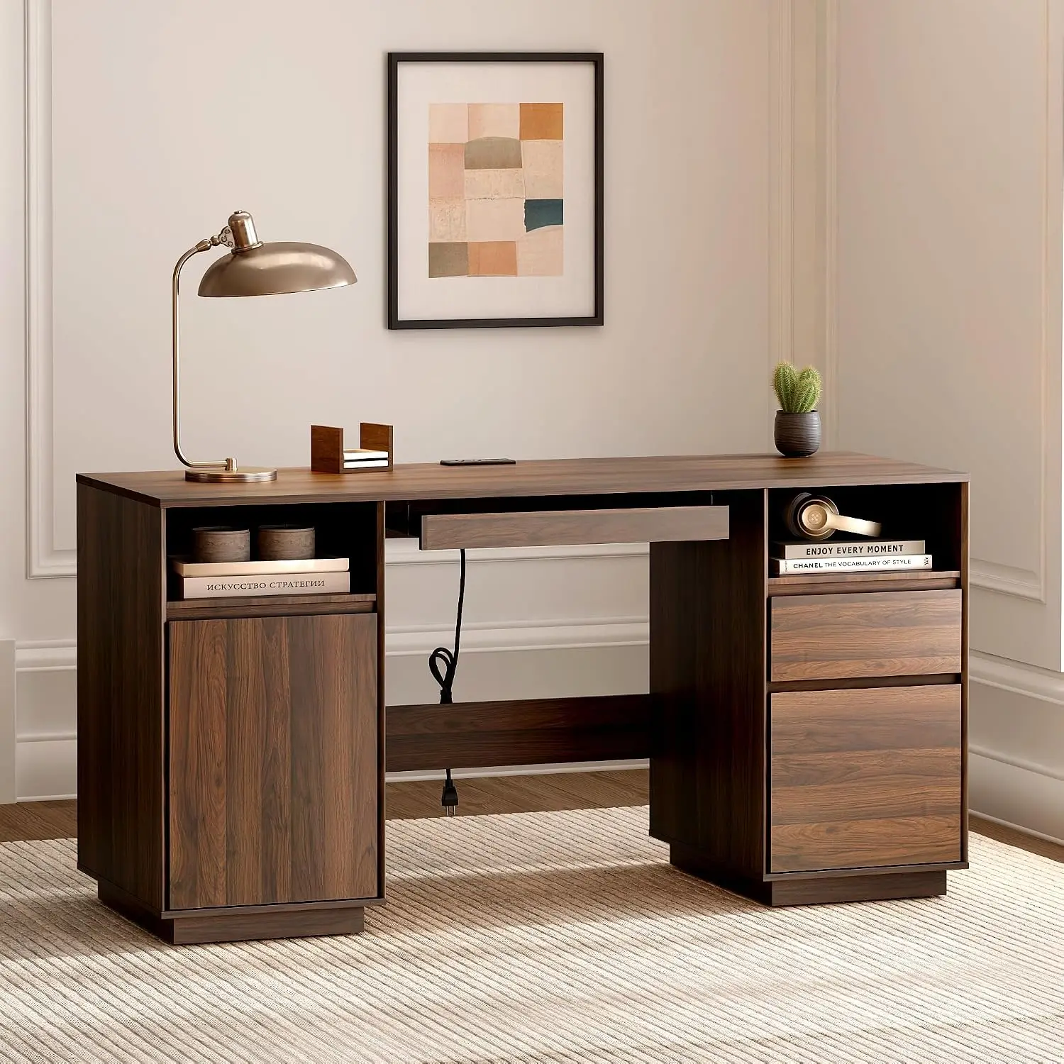 Farmhouse Executive Desk with File Drawer 59