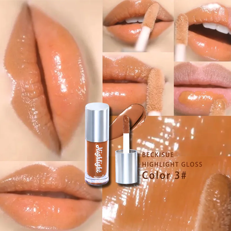 Brillo de labios con acabado de espejo de alto brillo, brillo de agua con textura de crema desnuda, color rico, hidratante