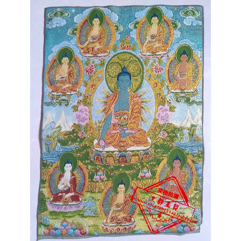 36 inch Tibet Silk embroidery Medicine Buddha Tangka Thangka Paintings family wall decorated the mural