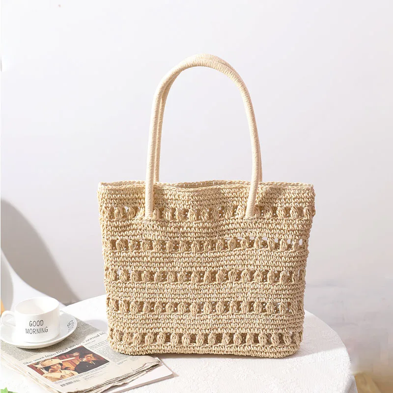 

Girl Accessories Straw Bag Ins Style Hollow Air Quality One-shoulder Hand-woven Bag Female Seaside Holiday Rattan Storage Basket