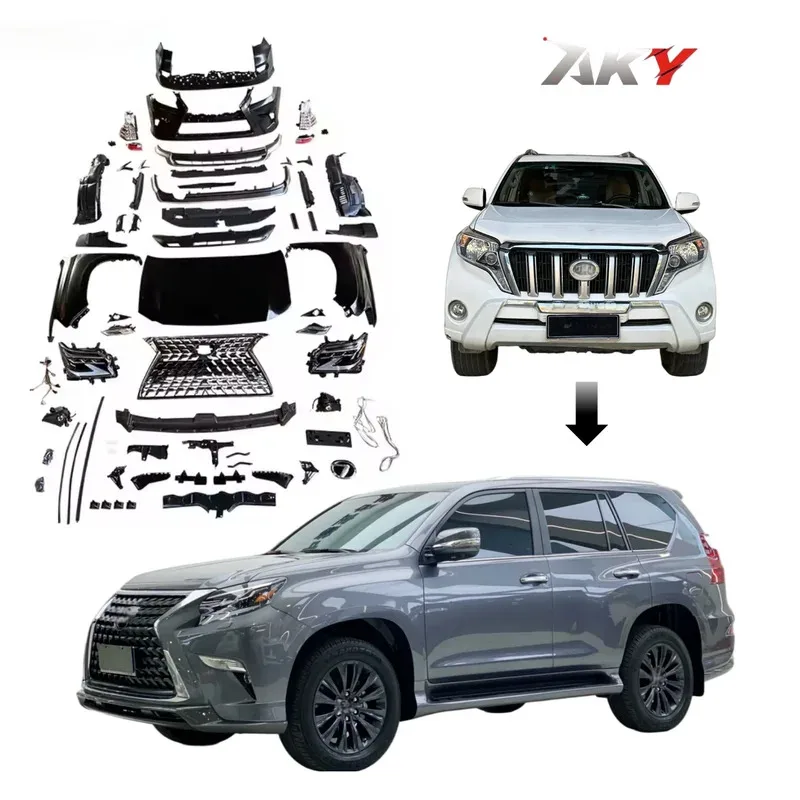 

Modification New Design for Land Cruiser Prado150 2010-2017 Upgrade to GX460 Bodykit Grille Front Bumper LED Headlights Up