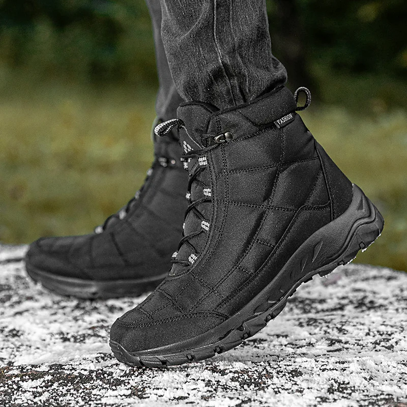 

Men's Winter Northeast Snow Boots Fleece Lined Thick Warm High Top Mid Calf Outdoor Cotton Boots Non Slip Cold Resistant Boots